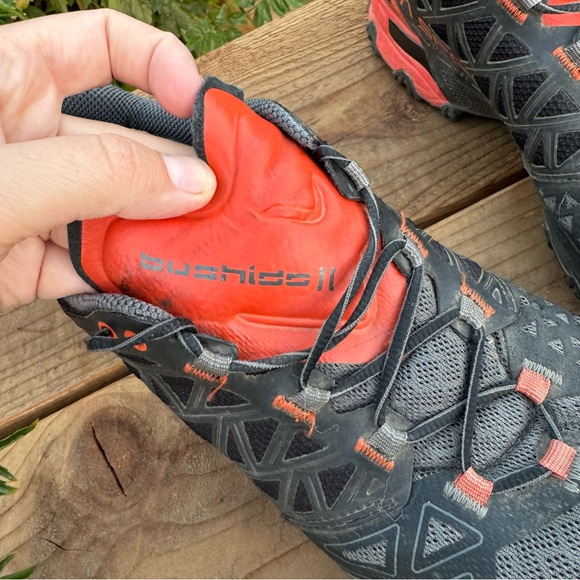 LA SPORTIVA men bushido ii trail running shoe red orange gray black sz 12 hike - Picture 5 of 11